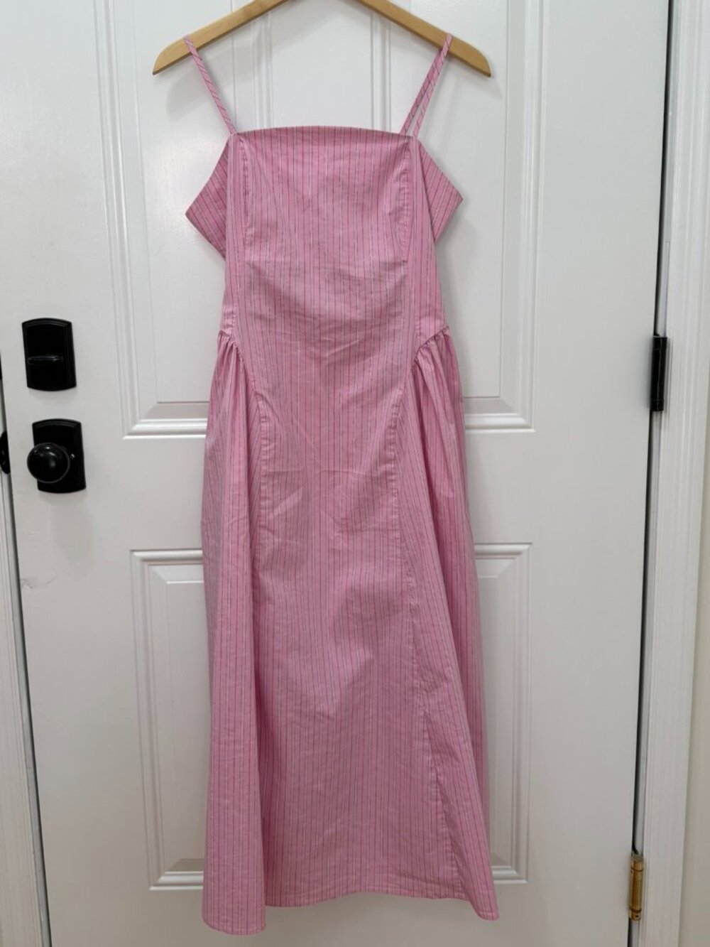 Maeve Anthropologie Pink Stripe Fitted A-Line Midi Dress Size M - Picture 2 of 10